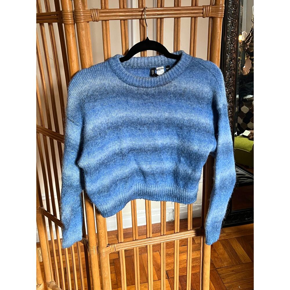 H&M Mohair Effect Cropped Blue Ombre Sweater